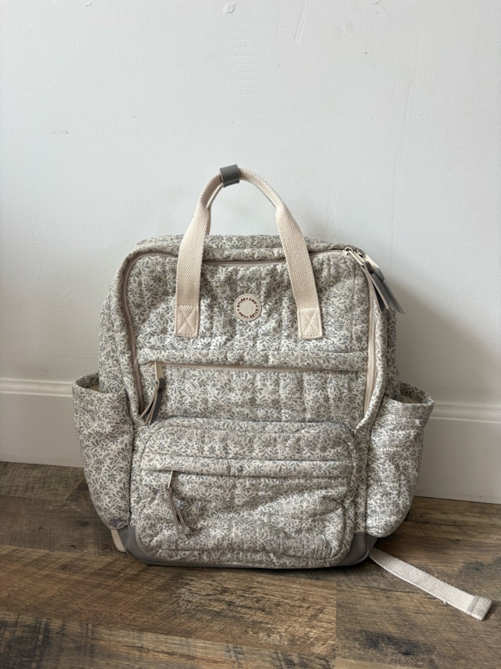 Rylee + Cru Kids Floral Quilted Cream Backpack